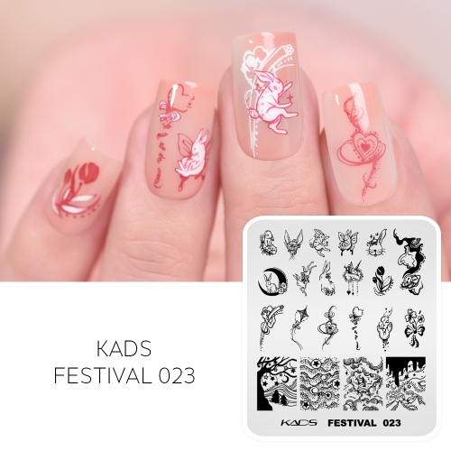 Festival 023 Nail Stamping Plate Easter Bunny in the Wonderland