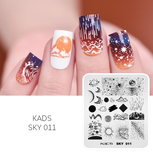 Sky 011 Nail Stamping Plate Planet & Sun & Stars & Moon & Galaxy