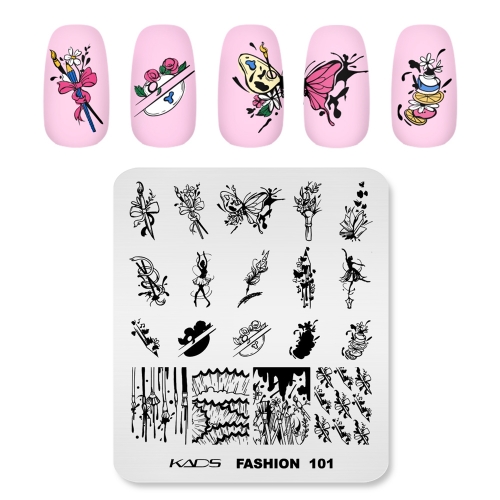 Fashion 101 Nail Stamping Plate Artistic Images of Pen, Brush, Paint and Sketches