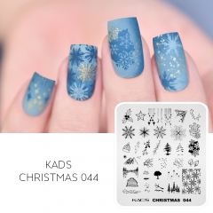Christmas 044 Nail Stamping Plate Snowy View and Trees and Mountain and Snowflakes