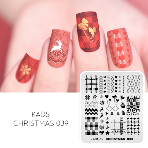 Christmas 039 Nail Stamping Plate Checked Plaid and Woollen Designs