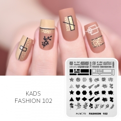 Fashion 102 Nail Stamping Plate 動物柄と幾何学模様と葉とヒョウ柄とシマウマの縞