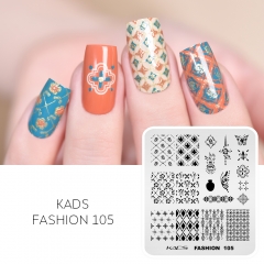 Fashion 105 Nail Stamping Plate 装飾模様とヴィンテージタイルと繊細な花瓶