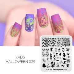 Halloween 029 Nail Stamping Plate 幽霊と頭蓋骨とトリックオアトリートの楽しみとカボチャと魔女