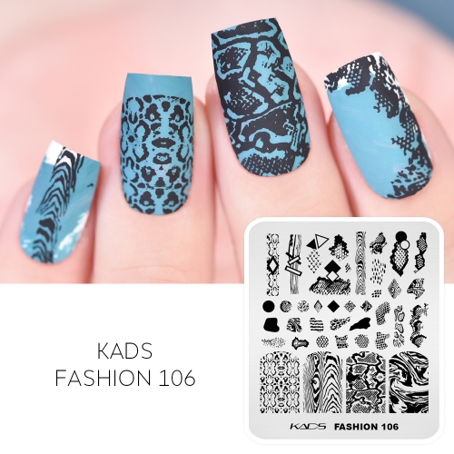 Fashion 106 Nail Stamping Plate ゼブラストライプ、ヘビ柄、幾何学模様、大理石の渦巻き模様