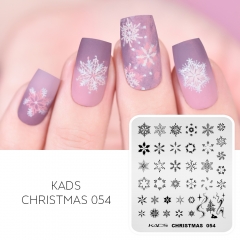Christmas 054 Nail Stamping Plate 重ね塗りの雪の結晶と松の枝と輝き