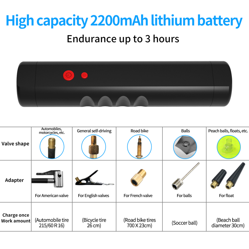 2200mAh Portable Electric Air Compressor