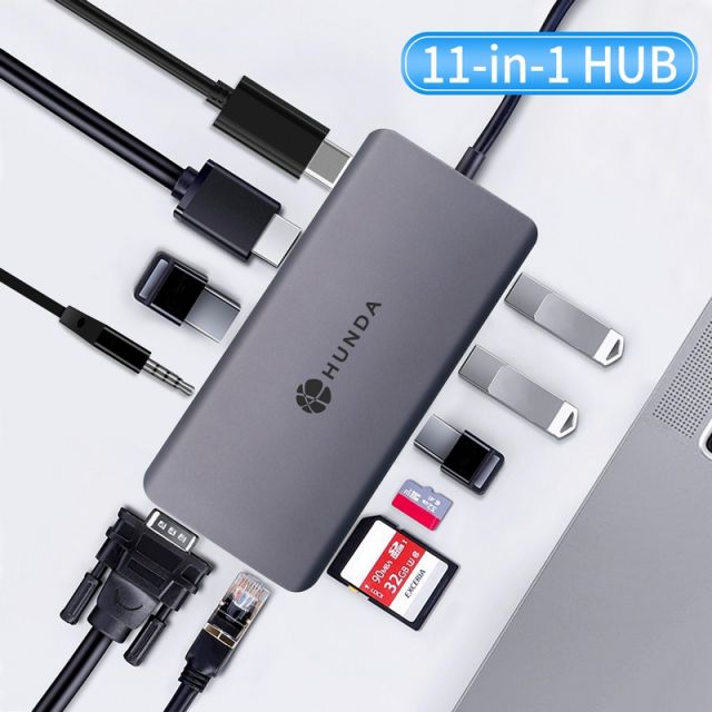 USB C Hub for Macbook Pro, 11 in 1 Hub with PD 100W, 4K HDMI,TF/SD