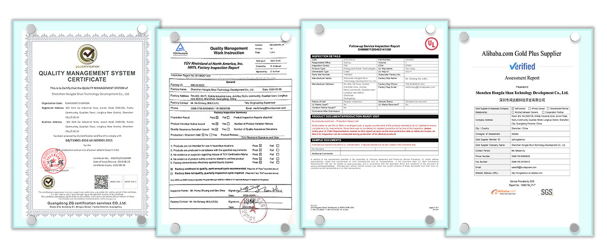 Certificates of Factory Audit