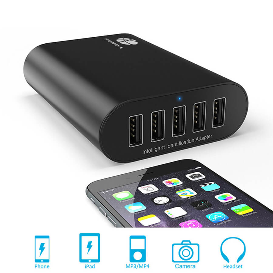 5 port usb charger for phone, ipad, mp3/mp4, camera, headset