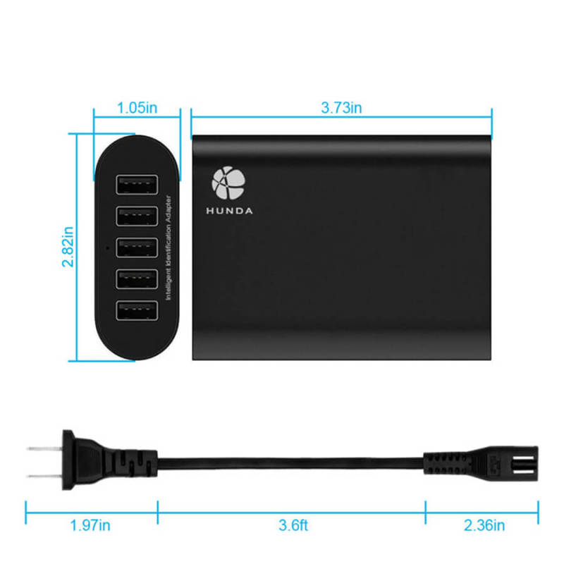 5 Ports USB Multi Charger Station 50W For Cell Phones And Tablets