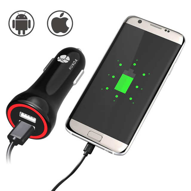 Dual USB A  In Car Charger, 5V/2.4A Max Output Of Each Port