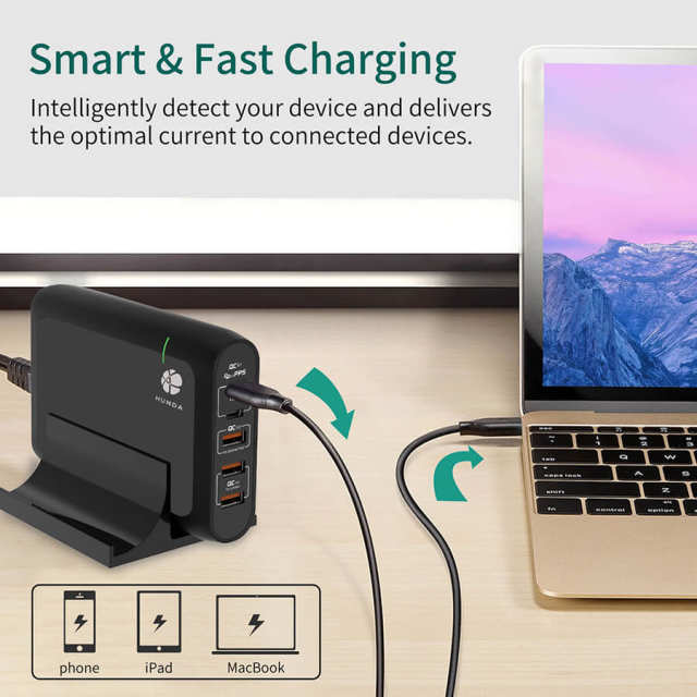 HUWDER 110W 5 Port Desktop PD Charger Station