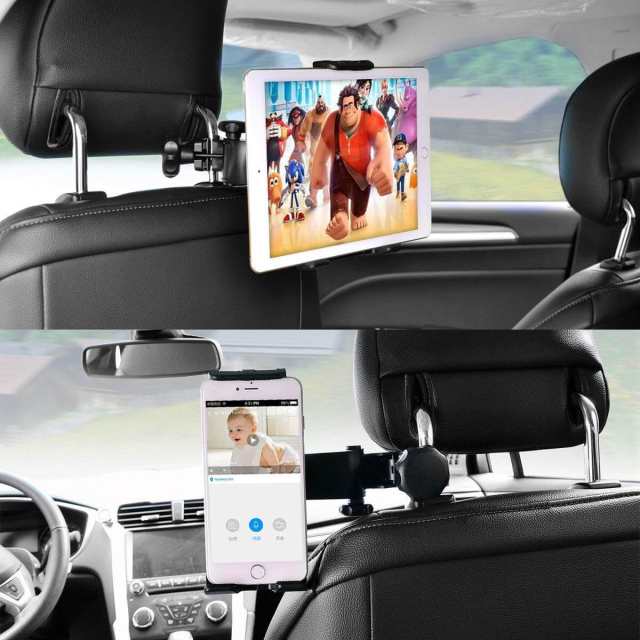 Car Headrest Mount, Car Tablet Mount for Back Seat Bracket for iPad 2/3/4/Mini/Air, Samsung Galaxy Tab,Amazon Kindle Fire Tablet, 4'' to 10.5'' Device