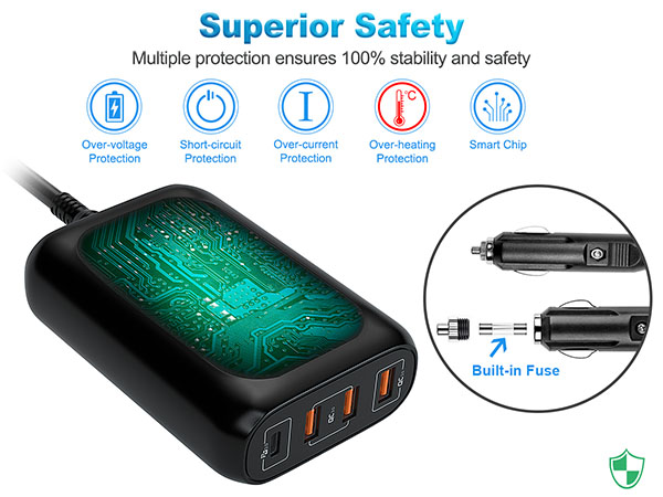 119W 4 port USB Car charger adapter
