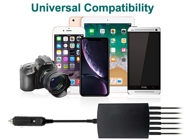 6 ports usb car charger compatible with all kinds of smartphones