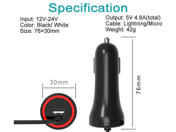 24W iPhone Car charger support OEM/ODM Wholesale