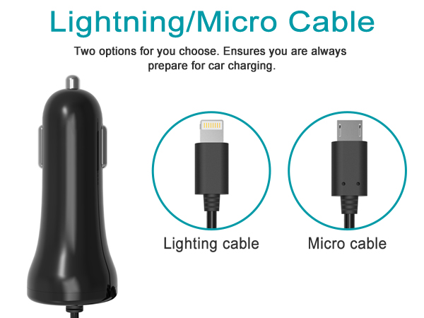 With extension cable, Micro or lightning available