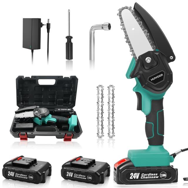 HUWDER Rechargeable Cordless Portable Mini Electric Chainsaw Kit