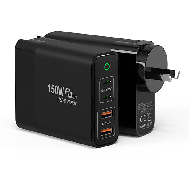 4 Ports 150W GaN Charger for Phone and Laptop  - Dual Type-C and Dual USB-A  - HUWDER