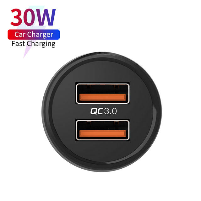 Dual USB-A 30W In Car Charger QC3.0 Fast Adapter -Huwder