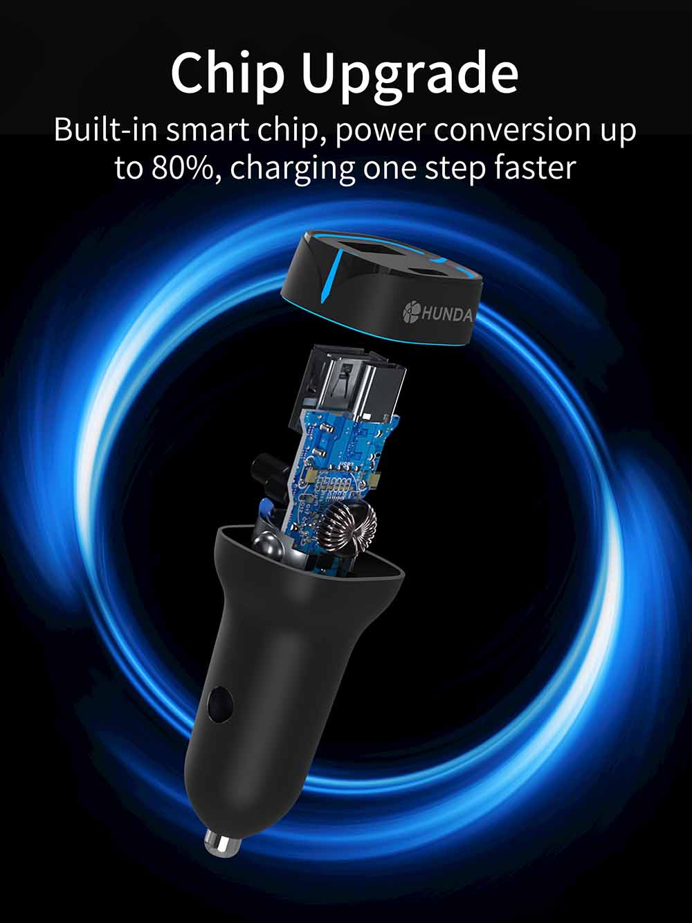 H2201C 1C1A USb c car charger with latest smart chip protect your devices