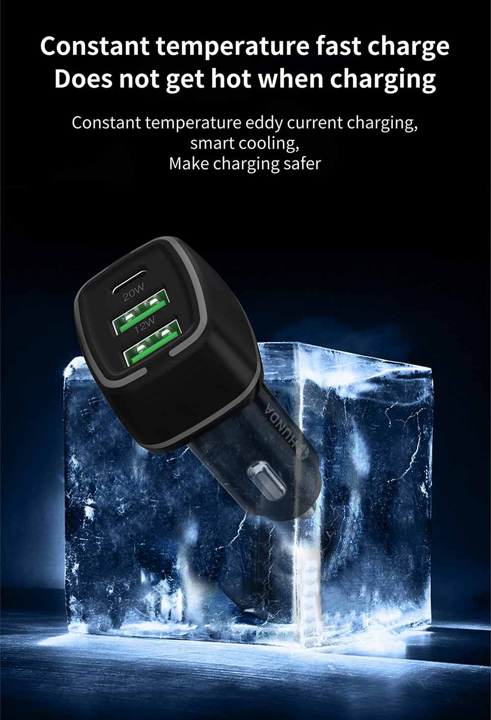 H2204 1C2A dc car charger with high-end material