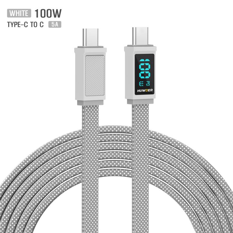 HUWDER PD3.1 USB-C to USB-C Rapid Charge Cable Max 100W 5A -1.8M with display