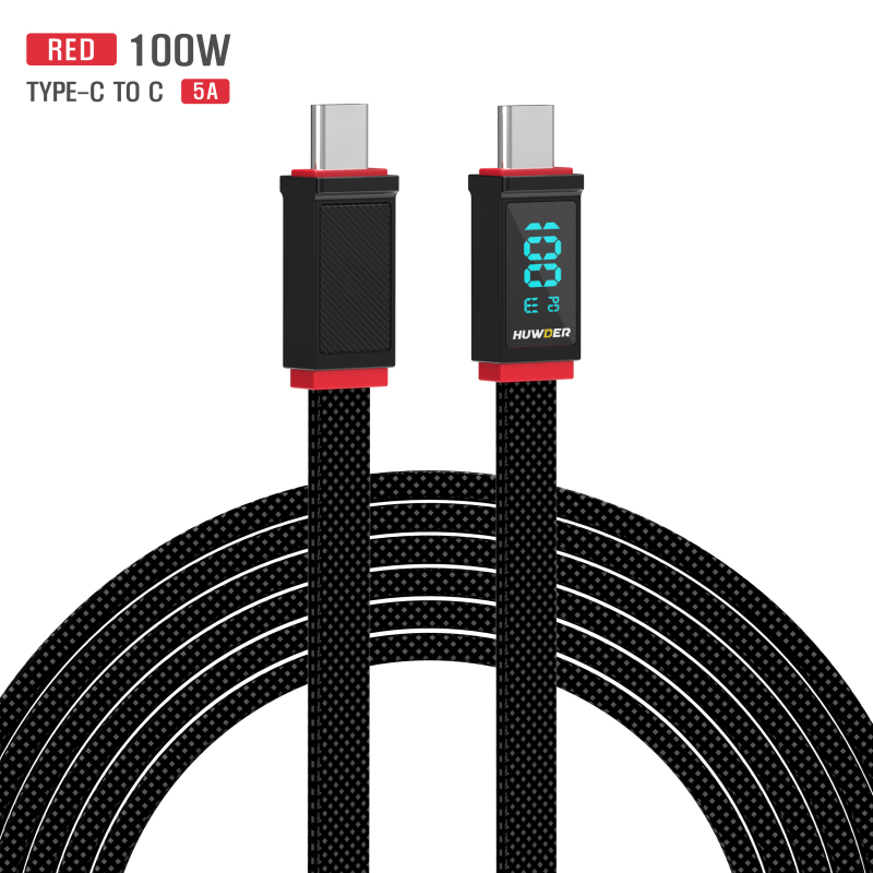 HUWDER PD3.1 USB-C to USB-C Rapid Charge Cable Max 100W 5A -1.8M with display