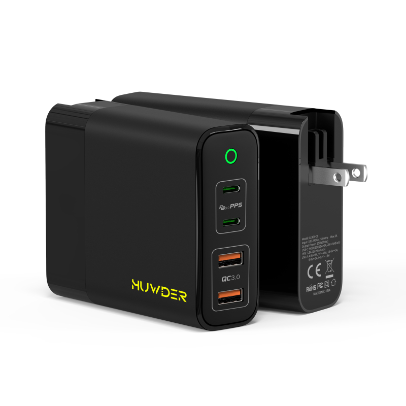 HUWDER 4 Ports 150W GaN Charger for Phone and Laptop  - Dual Type-C and Dual USB-A US Plug