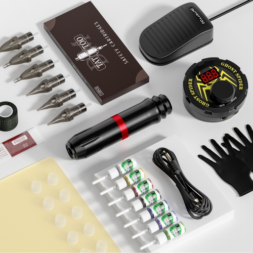 Beginner Rocket V6 Cartridge Pen Kit with Tattoo Power Supply