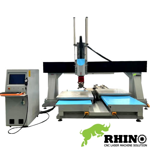 Multi Function 5 Axis Wood CNC Router with Double Table 4 Heads