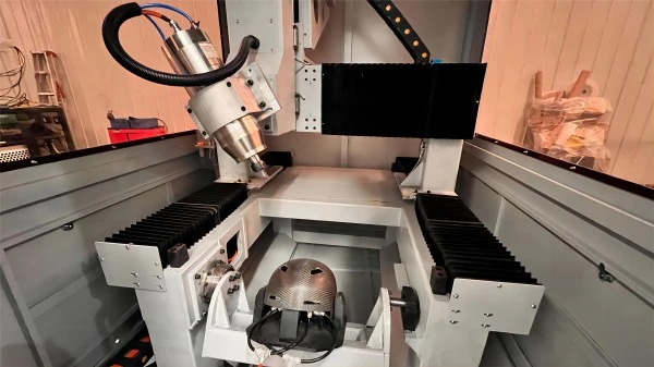 Rhino Mini 5 Axis CNC Router for Carbon Fiber Helmet Manufacturing