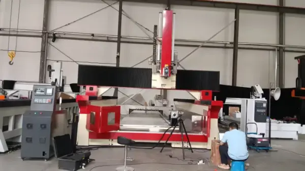 stone cnc router accuracy inspect by high precision device 