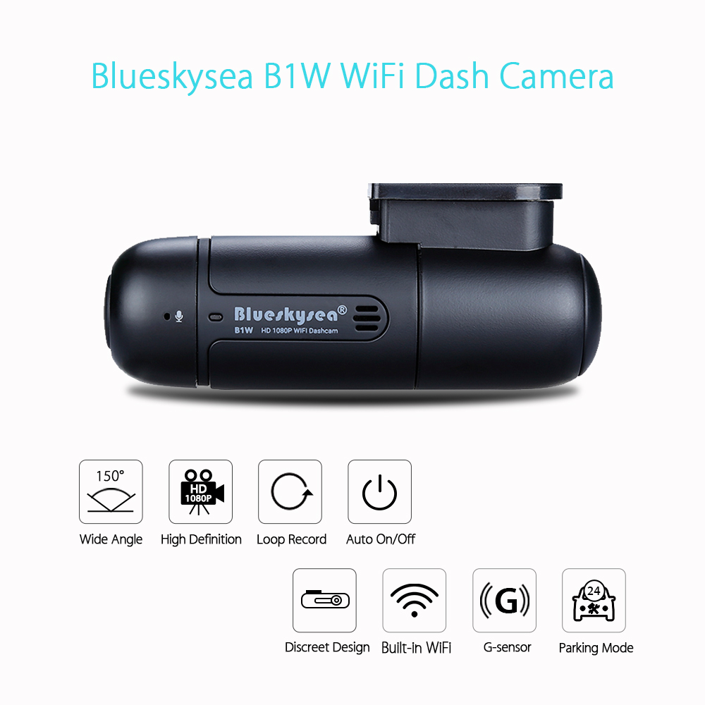 Small WiFi Dash Cam Camera for Car, Blueskysea B1W Mini Vehicle  Video Driving Recorder 360 Degree Rotatable Lens 1080p 30fps G-Sensor Loop  Recording : Electronics