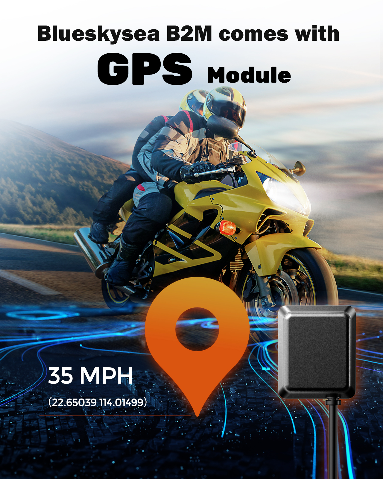  Motorcycle Dash Cam Camera, Blueskysea B5M 2K 30fps Dual Wide  Angle 150° Lens Sportbike Recording DVR with 3'' IPS Screen Rugged 32GB  Card Loop Recording GPS Mode : Electronics