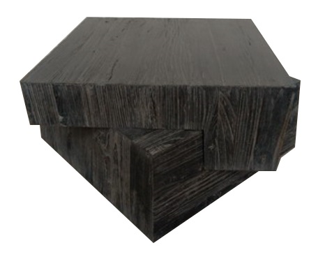 Rivet Geometric Elm Wood Coffee Table, Dark Grey Finish