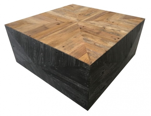 Birkby Rustic Lodge Natural Elm Parquet Coffee Table