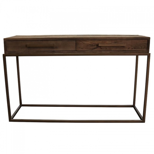 Recycled Elm &amp; Iron Modern Console Table