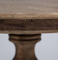 Round dining table in light solid elm