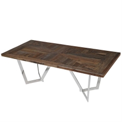 Reclaimed Elm And Stainless Steel Dining T