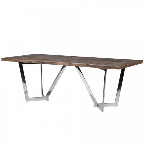 Reclaimed Elm And Stainless Steel Dining T