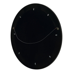 Round graphite black wooden mirror D75 cm