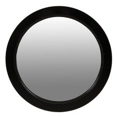 Round graphite black wooden mirror D75 cm