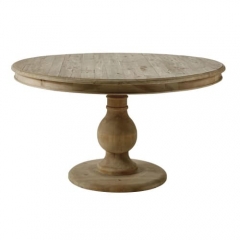 Round dining table 6/7 people in recycled pine wood, 140 cm Spinoza