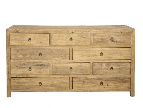 10 Drawer Chest, Antique Natural Recycled pine