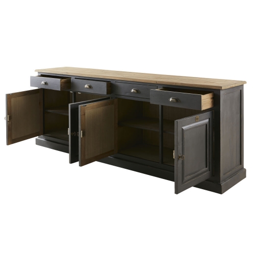 Anthracite Grey Recycled Pine 4-Door 4-Drawer Sideboard