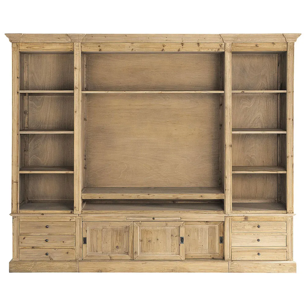 Recycled Solid Pine TV Unit Bookcase