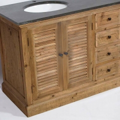 Solid Wood Bathroom Cabinet 2 Sinks 4 Doors 4 Drawers