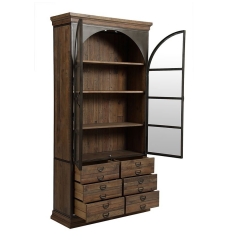 Industrial bookcase in greyed natural recycled wood and metal - Manufacture